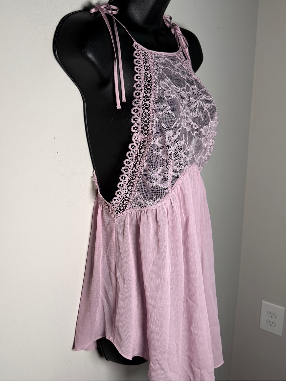 Victoria’s Secret Lace Babydoll Slip Dress Coquette Y2K Romantic Lingerie Pink S - Picture 2 of 6